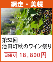 〈網走・美幌発着〉第52回池田町秋のワイン祭り 日帰り